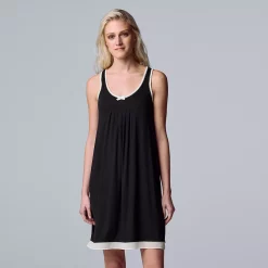 Women's Simply Vera Vera Wang Basic Luxury Chemise -Simply Vera Vera Wang Shop 4780286 Black