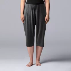 Plus Size Simply Vera Vera Wang Basic Luxury Pajama Capri Pants -Simply Vera Vera Wang Shop 4780289 Heather Gray