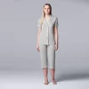 Women's Simply Vera Vera Wang Basic Luxury Notch Collar Pajama Shirt & Pajama Capris Set 2 Women's Simply Vera Vera Wang Basic Luxury Notch Collar Pajama Shirt & Pajama Capris Set -Simply Vera Vera Wang Shop 4797263 Light Heather Gray