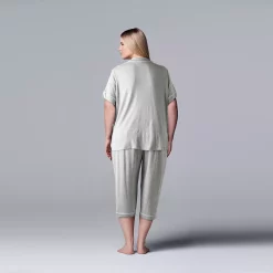 Plus Size Simply Vera Vera Wang Basic Luxury Pajama Shirt & Pajama Capris Set 8 Plus Size Simply Vera Vera Wang Basic Luxury Pajama Shirt & Pajama Capris Set -Simply Vera Vera Wang Shop 4797278 ALT