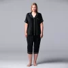 Plus Size Simply Vera Vera Wang Basic Luxury Pajama Shirt & Pajama Capris Set -Simply Vera Vera Wang Shop 4797278 Black