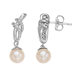 Simply Vera Vera Wang Sterling Silver 1/10 Carat T.W. Diamond & Freshwater Cultured Pearl Drop Earrings