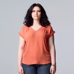 Women's Simply Vera Vera Wang V-Neck Top -Simply Vera Vera Wang Shop 4826767 Cassie Coral