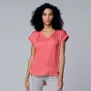Women's Simply Vera Vera Wang V-Neck Top -Simply Vera Vera Wang Shop 4826767 Comet Coral