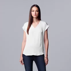 Women's Simply Vera Vera Wang V-Neck Top -Simply Vera Vera Wang Shop 4826767 Modern White