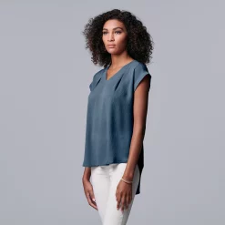 Women's Simply Vera Vera Wang V-Neck Top -Simply Vera Vera Wang Shop 4826767 Moonbeam Blue