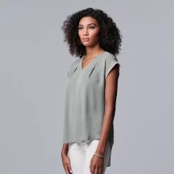 Women's Simply Vera Vera Wang V-Neck Top -Simply Vera Vera Wang Shop 4826767 Peri Gray
