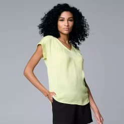 Women's Simply Vera Vera Wang V-Neck Top -Simply Vera Vera Wang Shop 4826767 Real Lemon