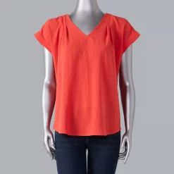 Women's Simply Vera Vera Wang V-Neck Top -Simply Vera Vera Wang Shop 4826767 Red Kiss