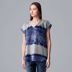 Women's Simply Vera Vera Wang V-Neck Top -Simply Vera Vera Wang Shop 4826767 Shibori Dye