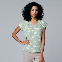 Women's Simply Vera Vera Wang V-Neck Top -Simply Vera Vera Wang Shop 4826767 Stem Floral