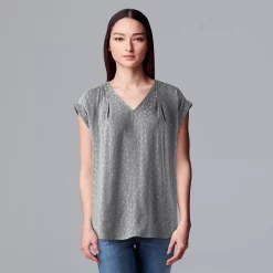 Women's Simply Vera Vera Wang V-Neck Top -Simply Vera Vera Wang Shop 4826767 Stratus Gray