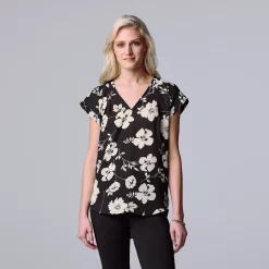 Women's Simply Vera Vera Wang V-Neck Top -Simply Vera Vera Wang Shop 4826767 Tossed Blooms