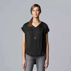Women's Simply Vera Vera Wang V-Neck Top -Simply Vera Vera Wang Shop 4826767 Vera Black