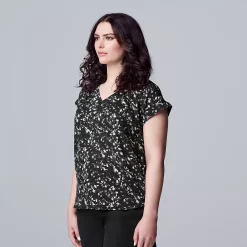 Petite Simply Vera Vera Wang V-Neck Popover Top -Simply Vera Vera Wang Shop 4826906 Garden Foliage