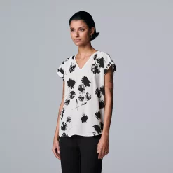 Petite Simply Vera Vera Wang V-Neck Popover Top -Simply Vera Vera Wang Shop 4826906 Modern Floral