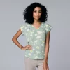 Petite Simply Vera Vera Wang V-Neck Popover Top -Simply Vera Vera Wang Shop 4826906 Stem Floral