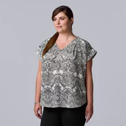 Plus Size Simply Vera Vera Wang Dolman Popover Top -Simply Vera Vera Wang Shop 4852066 Floral Lace