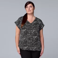 Plus Size Simply Vera Vera Wang Dolman Popover Top -Simply Vera Vera Wang Shop 4852066 Graphic Abstract