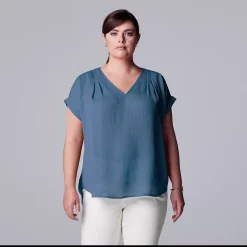 Plus Size Simply Vera Vera Wang Dolman Popover Top -Simply Vera Vera Wang Shop 4852066 Moonbeam Blue