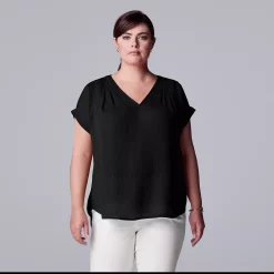Plus Size Simply Vera Vera Wang Dolman Popover Top -Simply Vera Vera Wang Shop 4852066 Vera Black