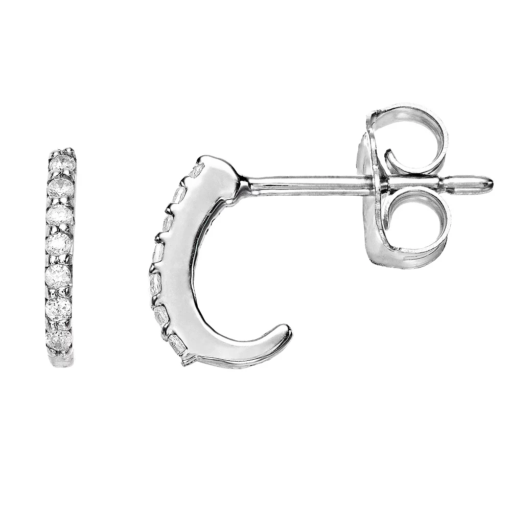 Simply Vera Vera Wang Sterling Silver 1/10 Carat T.W. Diamond J-Hoop Earrings 3 Simply Vera Vera Wang Sterling Silver 1/10 Carat T.W. Diamond J-Hoop Earrings