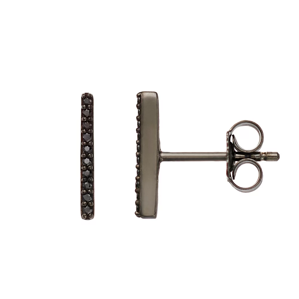 Simply Vera Vera Wang Sterling Silver 1/10 Carat T.W. Diamond Black Diamond Stick Stud Earrings 3 Simply Vera Vera Wang Sterling Silver 1/10 Carat T.W. Diamond Black Diamond Stick Stud Earrings