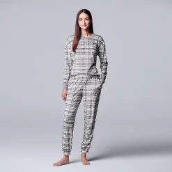 Women's Simply Vera Vera Wang Velour Pajama Top and Banded Bottom Pajama Pants Sleep Set -Simply Vera Vera Wang Shop 5005125 ALT2