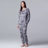 Women's Simply Vera Vera Wang Velour Pajama Top and Banded Bottom Pajama Pants Sleep Set -Simply Vera Vera Wang Shop 5005125 Gray Floral