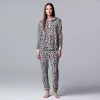 Women's Simply Vera Vera Wang Velour Hooded Pajama Top and Banded Bottom Pajama Pants Sleep Set -Simply Vera Vera Wang Shop 5005135 Pink Animal