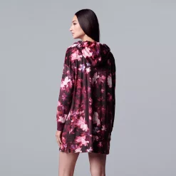 Women's Simply Vera Vera Wang Velour Long Sleeve Hooded Sleepshirt -Simply Vera Vera Wang Shop 5005136 ALT