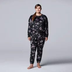 Plus Size Simply Vera Vera Wang Velour Pajama Top and Banded Bottom Pajama Pants -Simply Vera Vera Wang Shop 5005141 ALT2