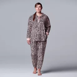 Plus Size Simply Vera Vera Wang Velour Pajama Top & Banded Bottom Pajama Pants Set 8 Plus Size Simply Vera Vera Wang Velour Pajama Top & Banded Bottom Pajama Pants Set -Simply Vera Vera Wang Shop 5005143 Pink Animal