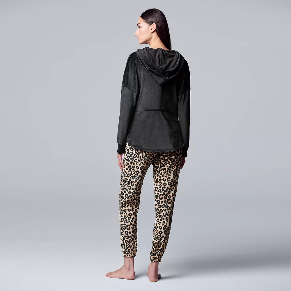 Petite Simply Vera Vera Wang Velour Hooded Pajama Top and Banded Bottom Pajama Pants Sleep Set 6 Petite Simply Vera Vera Wang Velour Hooded Pajama Top and Banded Bottom Pajama Pants Sleep Set - Image 4