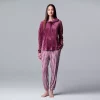 Petite Simply Vera Vera Wang Velour Hooded Pajama Top and Banded Bottom Pajama Pants Sleep Set 1 Petite Simply Vera Vera Wang Velour Hooded Pajama Top and Banded Bottom Pajama Pants Sleep Set -Simply Vera Vera Wang Shop 5005147 Plum Stripe