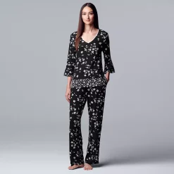 Women's Simply Vera Vera Wang 3/4 Sleeve Pajama Top & Pajama Pants Set
