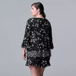 Plus Size Simply Vera Vera Wang 3/4 Sleeve Pajama Top & Pajama Boxer Shorts Set -Simply Vera Vera Wang Shop 5047911 ALT