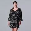 Plus Size Simply Vera Vera Wang 3/4 Sleeve Pajama Top & Pajama Boxer Shorts Set -Simply Vera Vera Wang Shop 5047911 Black Floral
