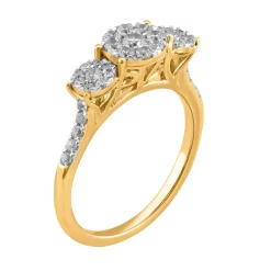Simply Vera Vera Wang 14k Gold 1/2 Carat T.W. Diamond Halo 3-Cluster Engagement Ring -Simply Vera Vera Wang Shop 5115278 ALT