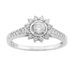 Simply Vera Vera Wang 14k White Gold 1/2 Carat T.W. Diamond Flower Halo Engagement Ring