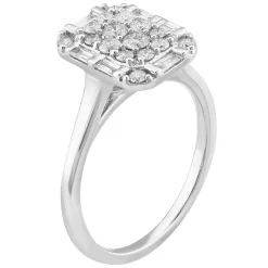Simply Vera Vera Wang 14k White Gold 1/2 Carat T.W. Round & Baguette Cut Diamond Cushion Cluster Engagement Ring -Simply Vera Vera Wang Shop 5115301 ALT