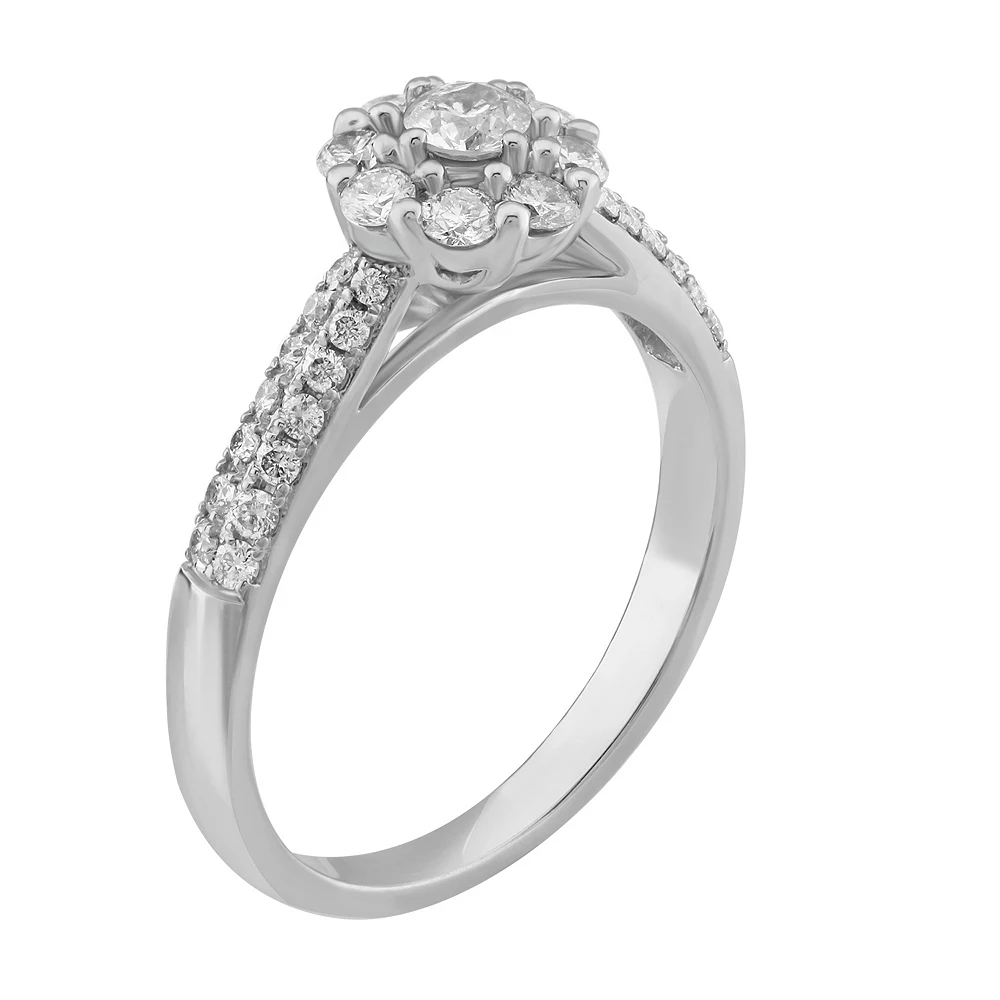 Simply Vera Vera Wang 14k White Gold 3/4 Carat T.W. Diamond Flower Engagement Ring 4 Simply Vera Vera Wang 14k White Gold 3/4 Carat T.W. Diamond Flower Engagement Ring - Image 2