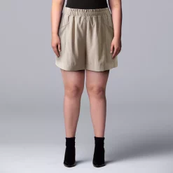 Plus Size Simply Vera Vera Wang High-Waisted Soft Shorts -Simply Vera Vera Wang Shop 5236307 Kaira Khaki