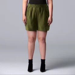 Plus Size Simply Vera Vera Wang High-Waisted Soft Shorts -Simply Vera Vera Wang Shop 5236307 Olive Landis