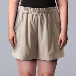 Petite Simply Vera Vera Wang High-Waist Soft Shorts -Simply Vera Vera Wang Shop 5237218 Kaira Khaki