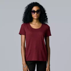 Women's Simply Vera Vera Wang Relaxed Fit Textured Tee -Simply Vera Vera Wang Shop 5239292 Aged Wine