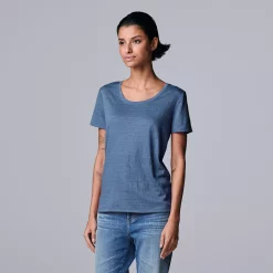Women's Simply Vera Vera Wang Relaxed Fit Textured Tee -Simply Vera Vera Wang Shop 5239292 Gray Blue