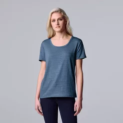 Women's Simply Vera Vera Wang Relaxed Fit Textured Tee -Simply Vera Vera Wang Shop 5239292 Moonbeam Blue