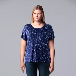 Plus Size Simply Vera Vera Wang Scoopneck Print Tee -Simply Vera Vera Wang Shop 5256625 Bespeckle Mix