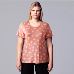 Plus Size Simply Vera Vera Wang Scoopneck Print Tee -Simply Vera Vera Wang Shop 5256625 Ditsy Drip